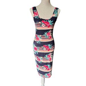 PLANET GOLD Stretchy Bodycon Midi Dress - Size Small